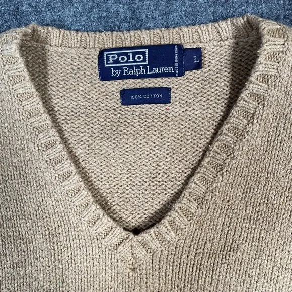 Polo Ralph Lauren Vest Men's Large Brown Red Pony Cotton Sweater - Picture 2 of 6